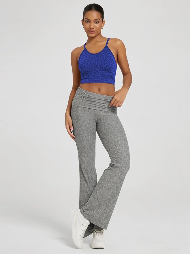 ODODOS Women's Crop 3-Pack Seamless Rib-Knit Camisole Crop Tank Tops