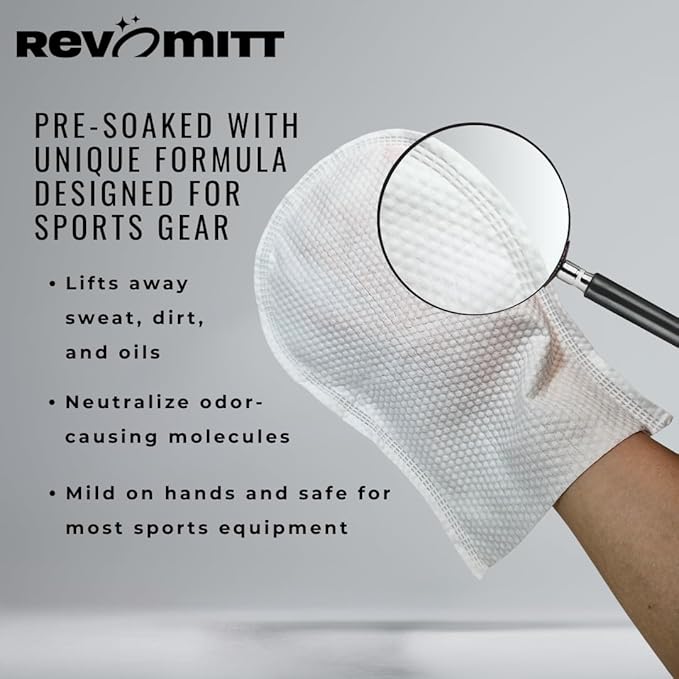 Sports Gear Cleaning Mitts - Pre-Moistened Mitts to Clean and Deodorize Shoes, Yoga Mats, Boxing Gloves, Cleats, Helmets, & More - 20 Count