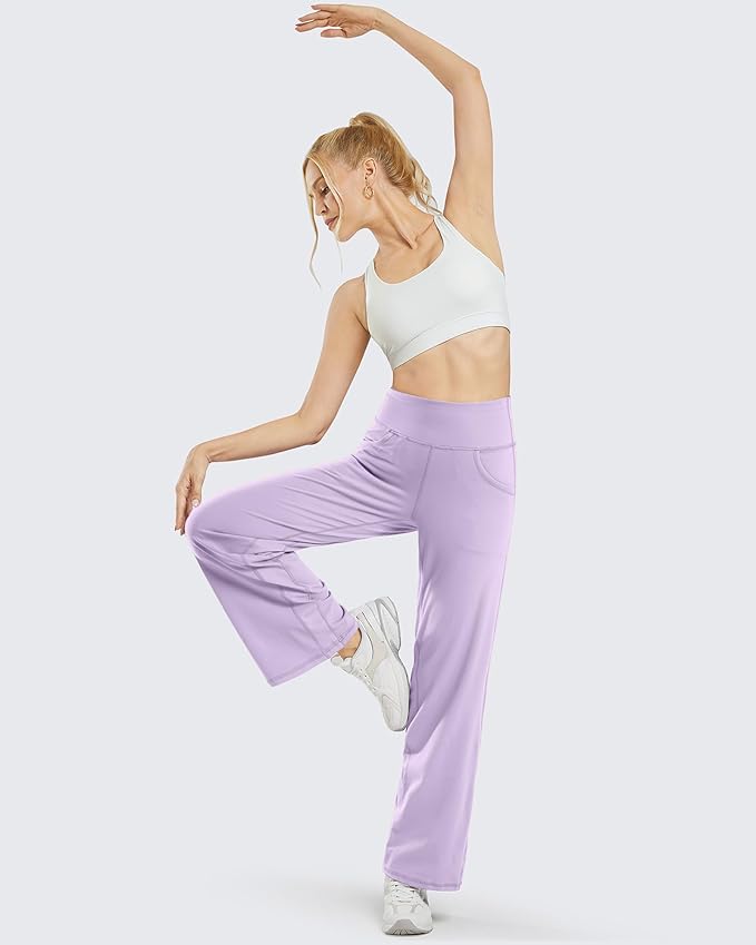 Promover Wide Leg Pants Woman Yoga Pants with Pockets Stretch Loose Casual Lounge Sweatpants Petite/Regular/Tall