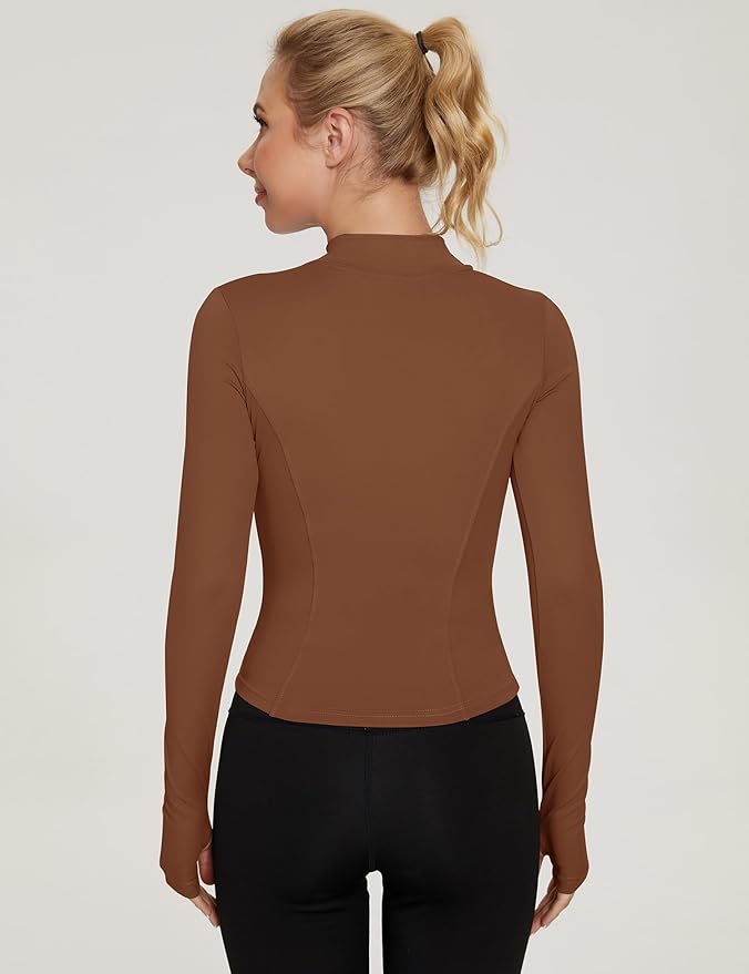 LUYAA Women's Workout Jacket Lightweight Zip Up Yoga Jacket Cropped Athletic Slim Fit Tops