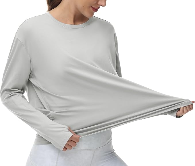 THE GYM PEOPLE Women's Long Sleeve Workout Shirts Back Loose Fit Running Tee Tops with Thumb Hole
