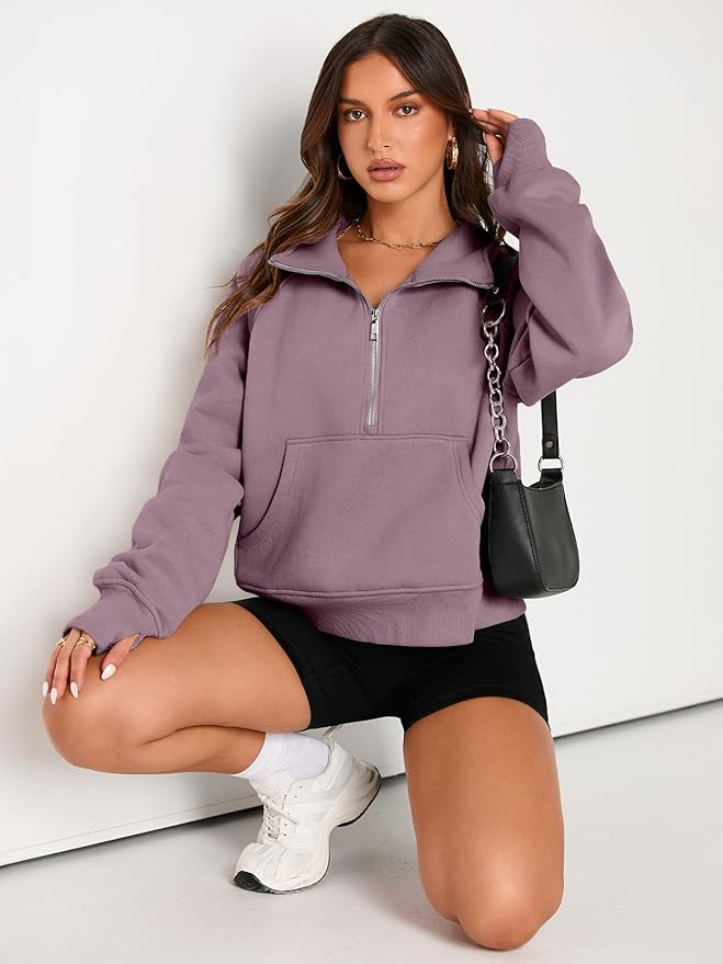 AUTOMET Womens Sweatshirts Half Zip Cropped Pullover Fleece Quarter Zipper Hoodies 2026 Fall Fashion Outfits Clothes