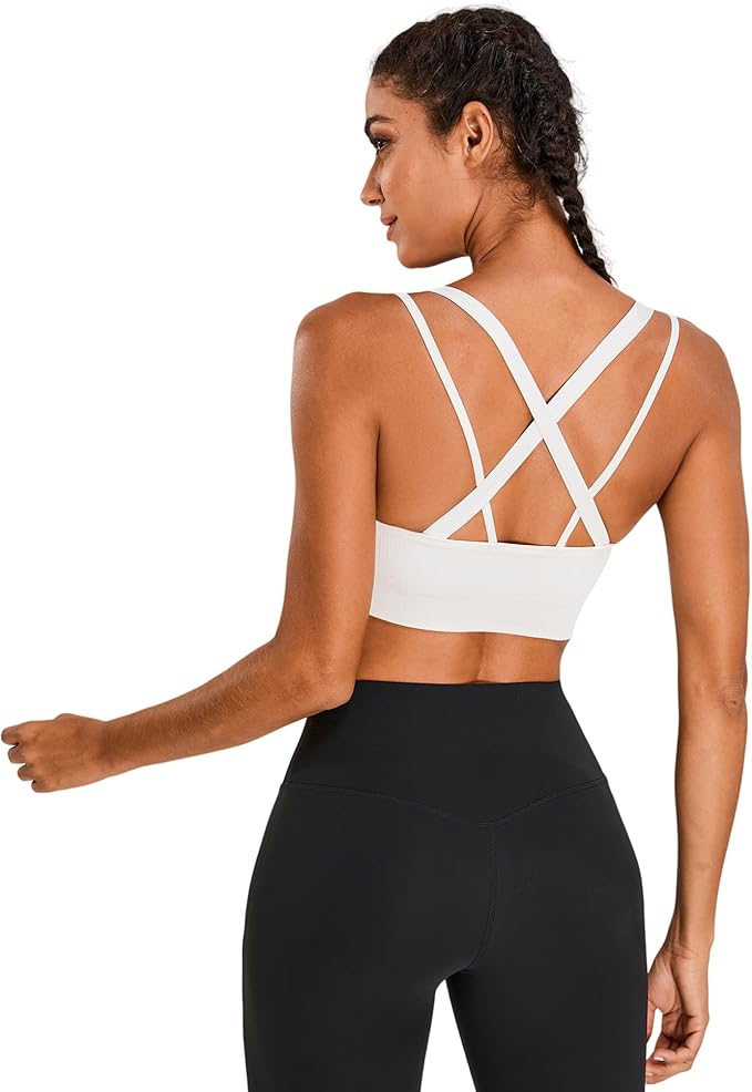 Sports Bras for Women HIigh Support, Criss-Cross Back Padded Strappy High Impact Sports Bras for Women Large Bust
