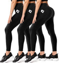 FULLSOFT 3 Pack Leggings for Women High Waisted Soft Black Yoga Pants for Workout Athletic Running Reg & Plus Size