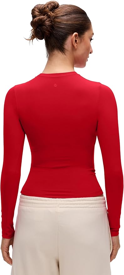 CRZ YOGA Softembrace Crewneck Long Sleeve Shirts for Women - Casual Going Out Tops Soft Basic Fitted Tight Fall T-Shirts