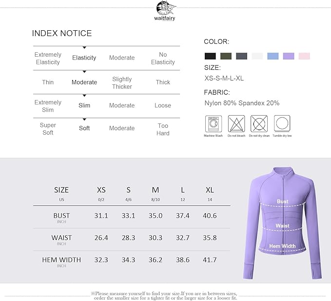 Waitfairy Zip Up Jackets for Women Yoga Gym Top Running Workout Jackets for Woman Track Jacket Women with Thumb Holes