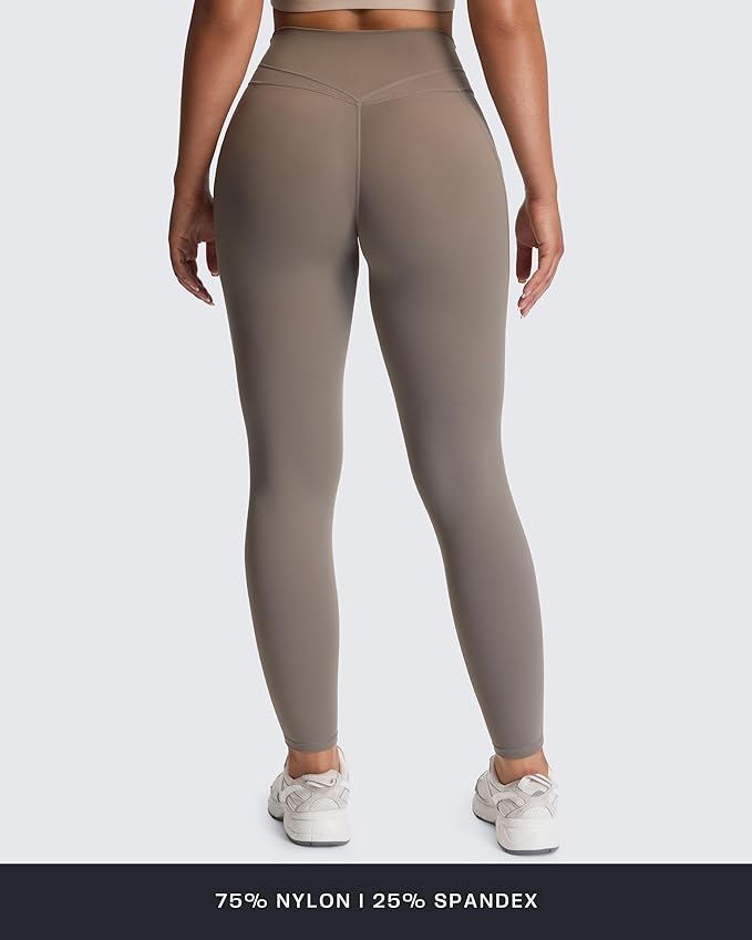 Aoxjox Women's Trinity High Waisted Yoga Pants with Pockets Cross-Waist Tummy Control Buttery Soft Workout Leggings 26"
