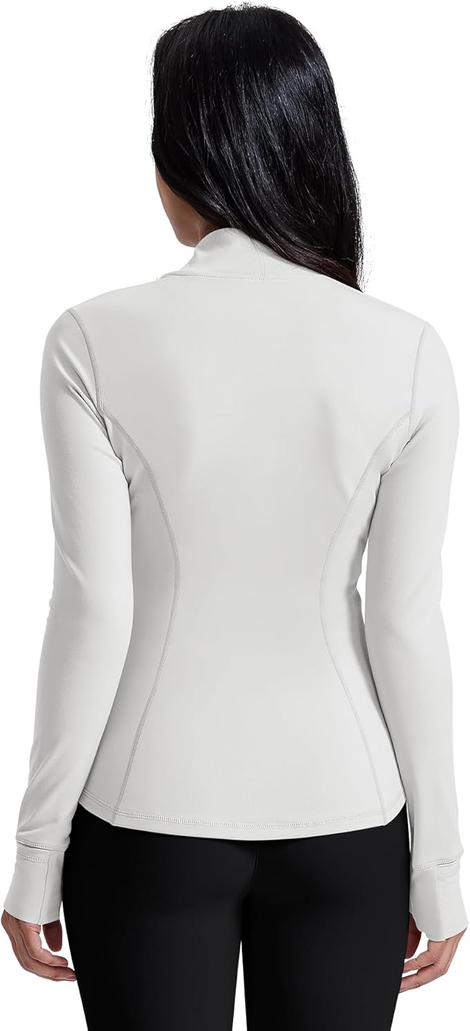 AVGO Womens Running Jackets Lightweight Slim Fit Workout Jacket Zip Up Athletic Track Gym Tops with Pockets & Thumb holes