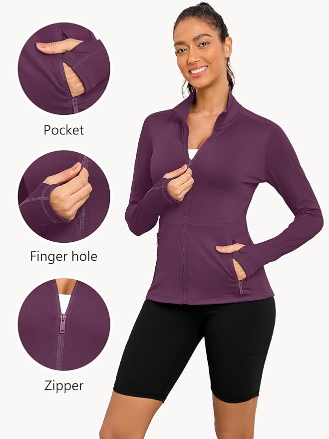 VUTRU Women's Workout Yoga Jacket Full Zip Running Athletic Track Jacket