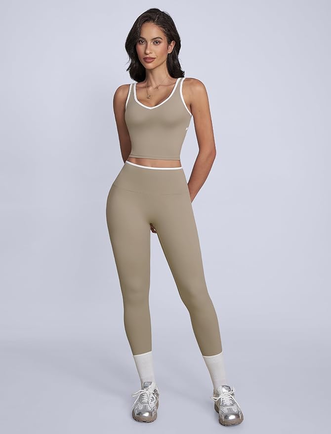 ABOCIW Womens Color Block Workout Sets Racerback Tank Top High Waist Leggings Gym Set Yoga Pilates Outfits