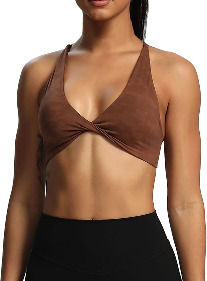 Aoxjox Women's Workout Sports Bras Fitness Metamorph Sienna Twist Bra Yoga Crop Tank