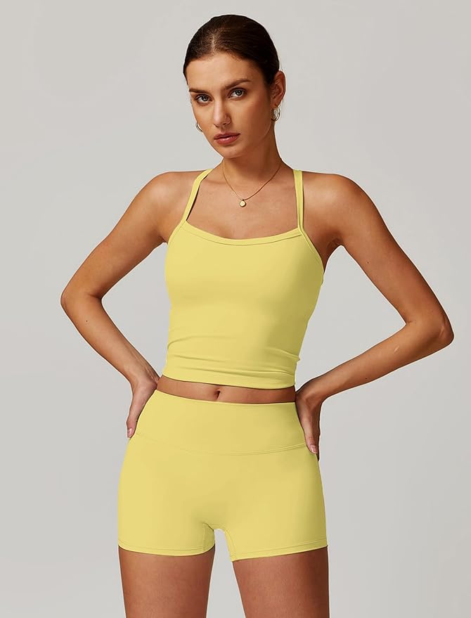 QBGJTD Two Piece Workout Sets For Women Tank Top Matching High Waist Booty Lifting Shorts Gym Yoga Active Wear Outfits