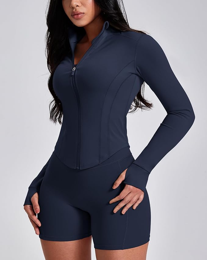 GYM RAINBOW Workout Jackets for Woman Lightweight Athletic Full Zip Running Jacket BBL Cropped Jackets Slim With Thumb Holes