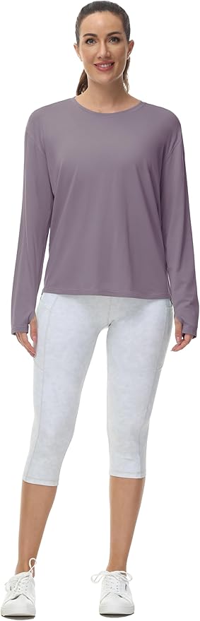 THE GYM PEOPLE Women's Long Sleeve Workout Shirts Back Loose Fit Running Tee Tops with Thumb Hole