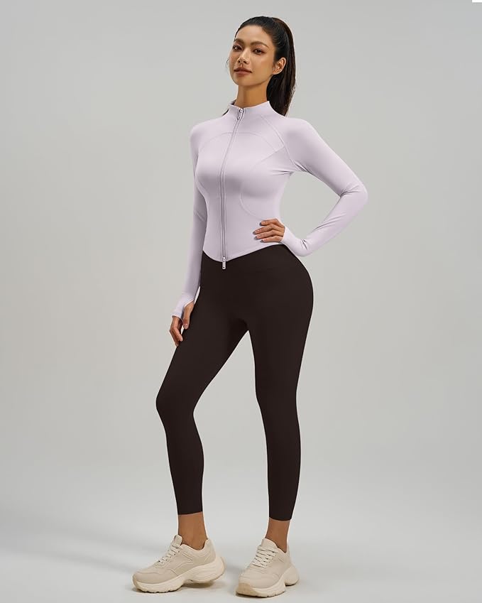Gacaky Womens Cropped Workout Running Jackets Lightweight Slim Fit Athletic Yoga Jacket Full Zip Tops with Pocket