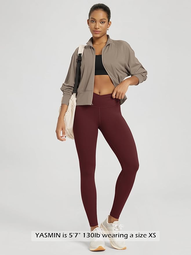ODODOS Women's Cross Waist Yoga Leggings with Inner Pocket, 23"/25"/28" Gathered Crossover Workout Yoga Pants
