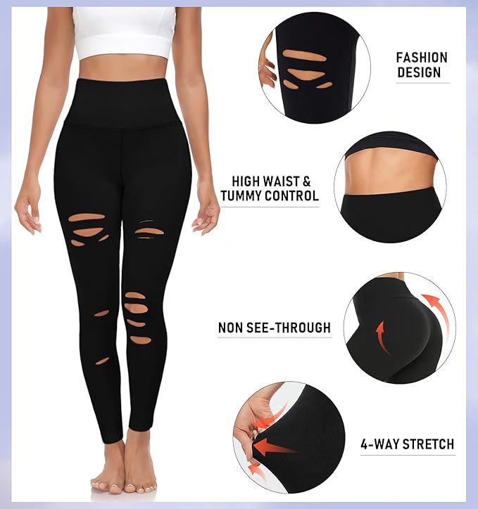 MOREFEEL Leggings with Pockets for Women, High Waisted Tummy Control Workout Hip Lift Yoga Pants Activewear
