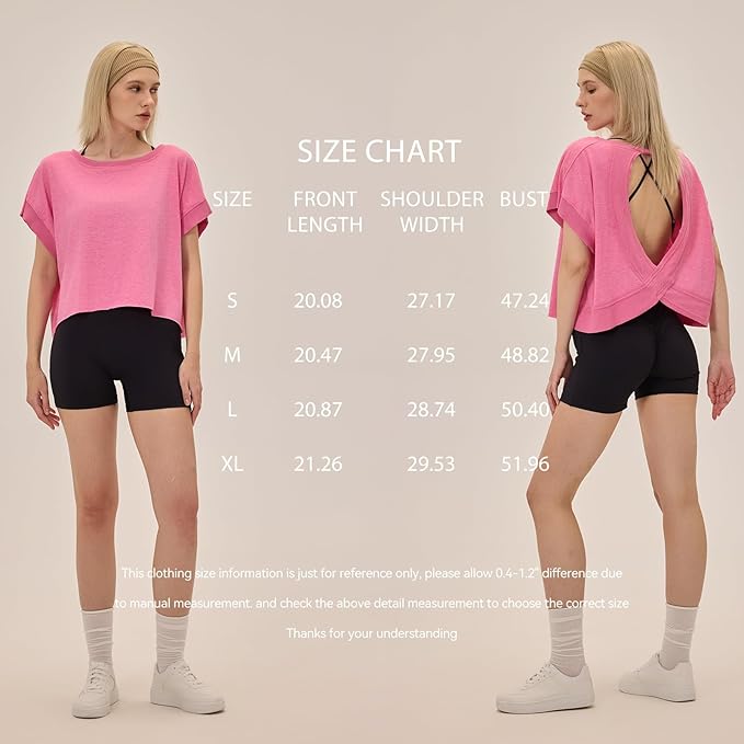 UNIANKIYA Open Back Workout Tops for Women Loose Fit Athletic Crop Tee Short Sleeve Gym Running Yoga Shirt