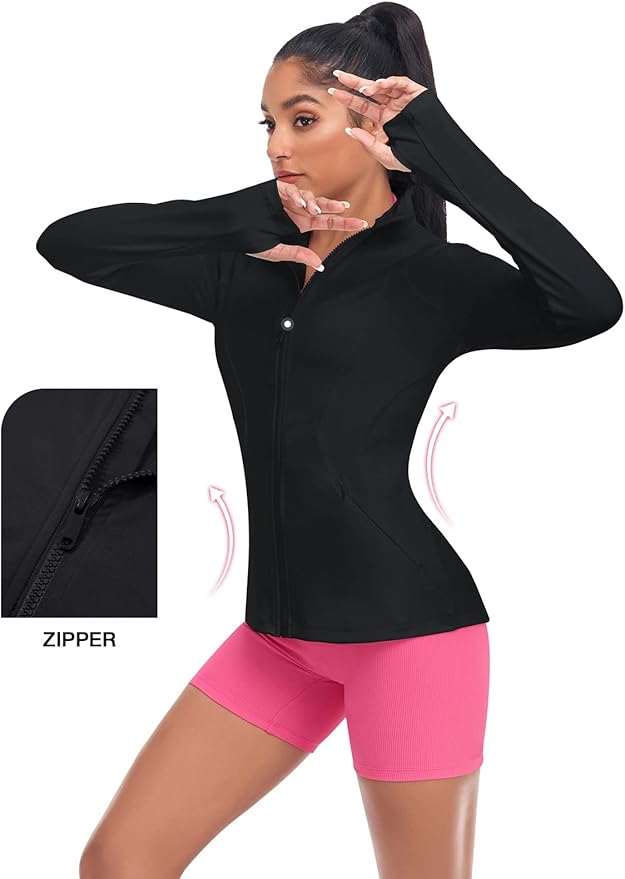 VUTRU Women's Workout Yoga Jacket Full Zip Running Athletic Track Jacket