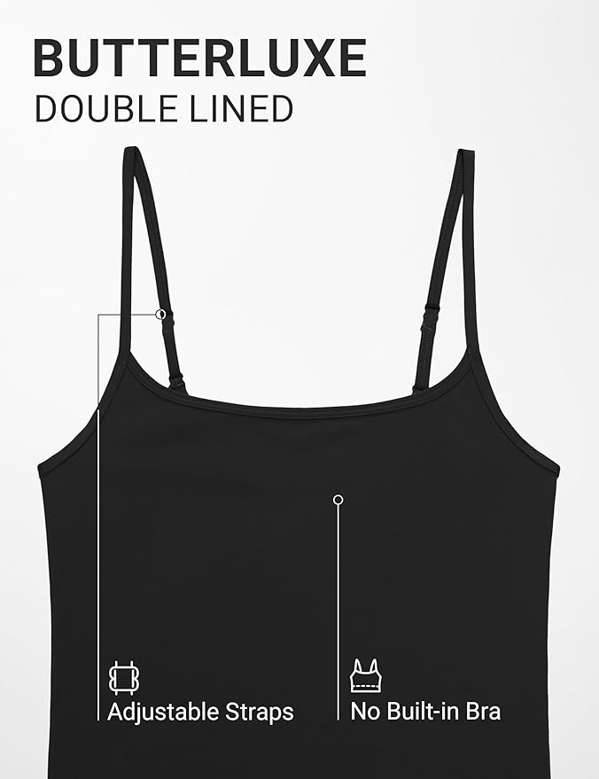CRZ YOGA Butterluxe Double Lined Cami Tank Tops for Women - Yoga Casual Going Out Soft Scoop Neck Summer Sleeveless Shirt