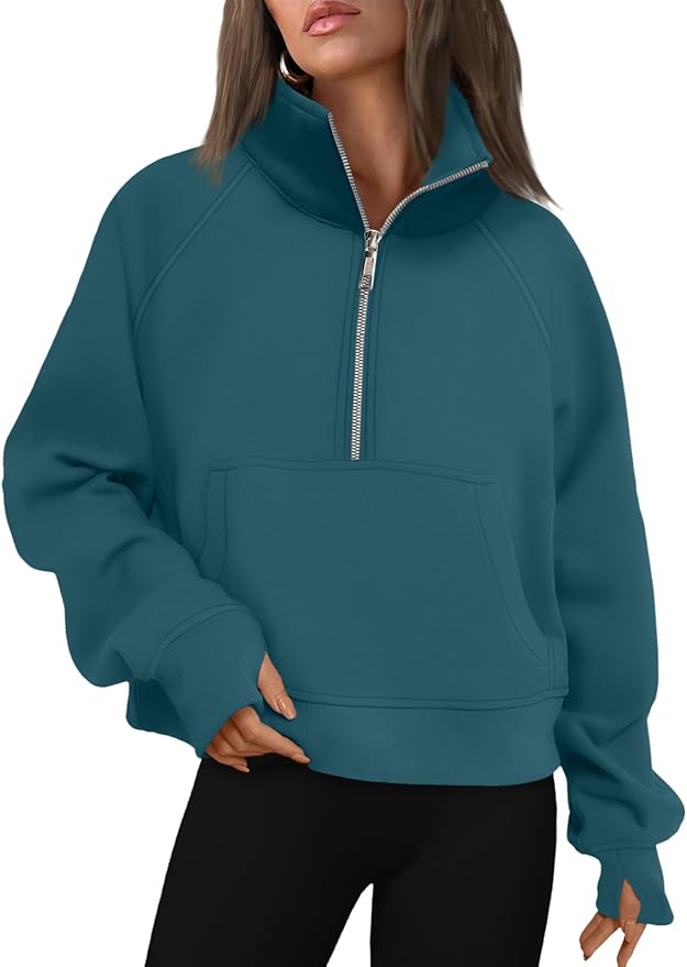 AUTOMET Womens Sweatshirts Half Zip Cropped Pullover Fleece Quarter Zipper Hoodies 2026 Fall Fashion Outfits Clothes