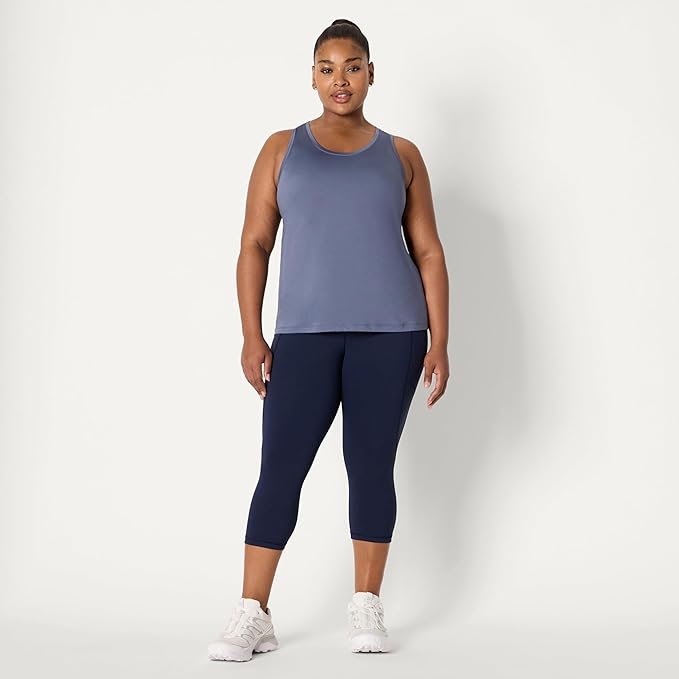 Amazon Essentials Women's Active Quick Dry Tech Stretch Racerback Scoop Neck Tank Top, Multipacks