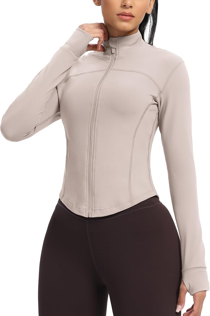 GYM RAINBOW Womens Zip Up Workout Jakcets Lightweight Slim Fit Running Athletic Jackets with Thumb Holes
