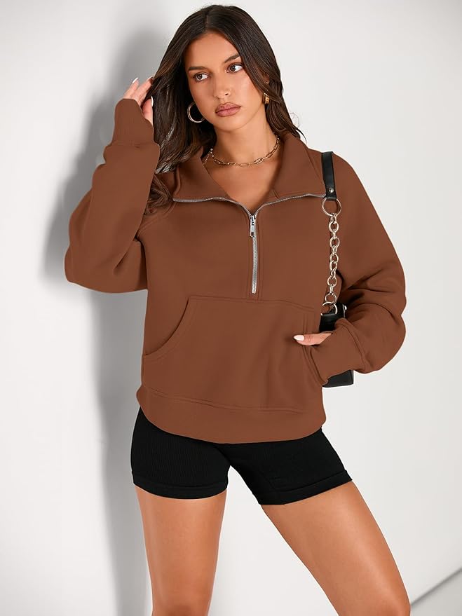AUTOMET Womens Sweatshirts Half Zip Cropped Pullover Fleece Quarter Zipper Hoodies 2026 Fall Fashion Outfits Clothes