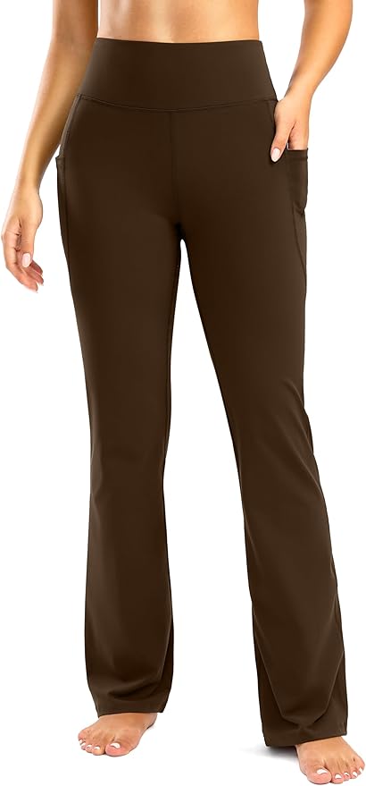 28"/30"/32"/34" Inseam Women's Bootcut Yoga Pants Long Bootleg High-Waisted Flare Pants with Pockets
