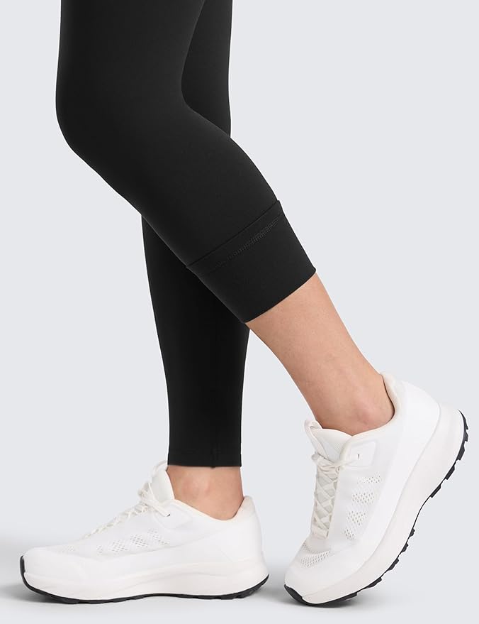 CRZ YOGA Matte Thermal Fleece Lined Leggings 28'' - Casual Lounge Workout Womens Yoga Full Length Pants Winter Warm