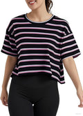 Women's Oversize Workout Crop Tops Casual Short Sleeve Drop Shoulder Boxy T-Shirts Roll Hem Basic Loose Yoga Running Tees