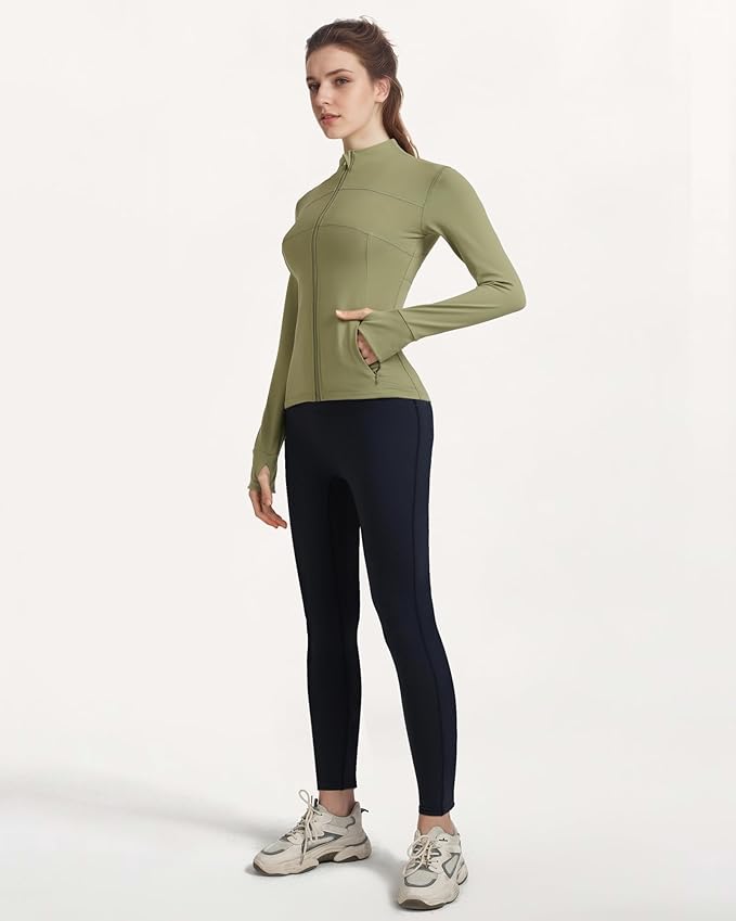 Gacaky Women's Slim Fit Workout Running Track Jackets Full Zip-up Yoga Athletic Jacket with Thumb Holes