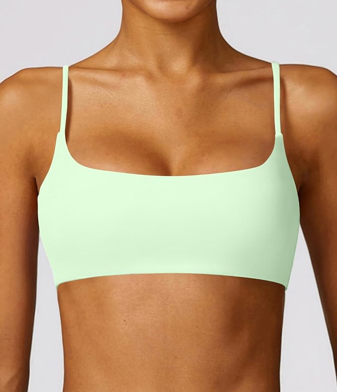 Comper Women's Sports Bra with Thin Straps Stretchy Wirefree Workout Bras Lightweight Workouts Bralette with Removable Pads