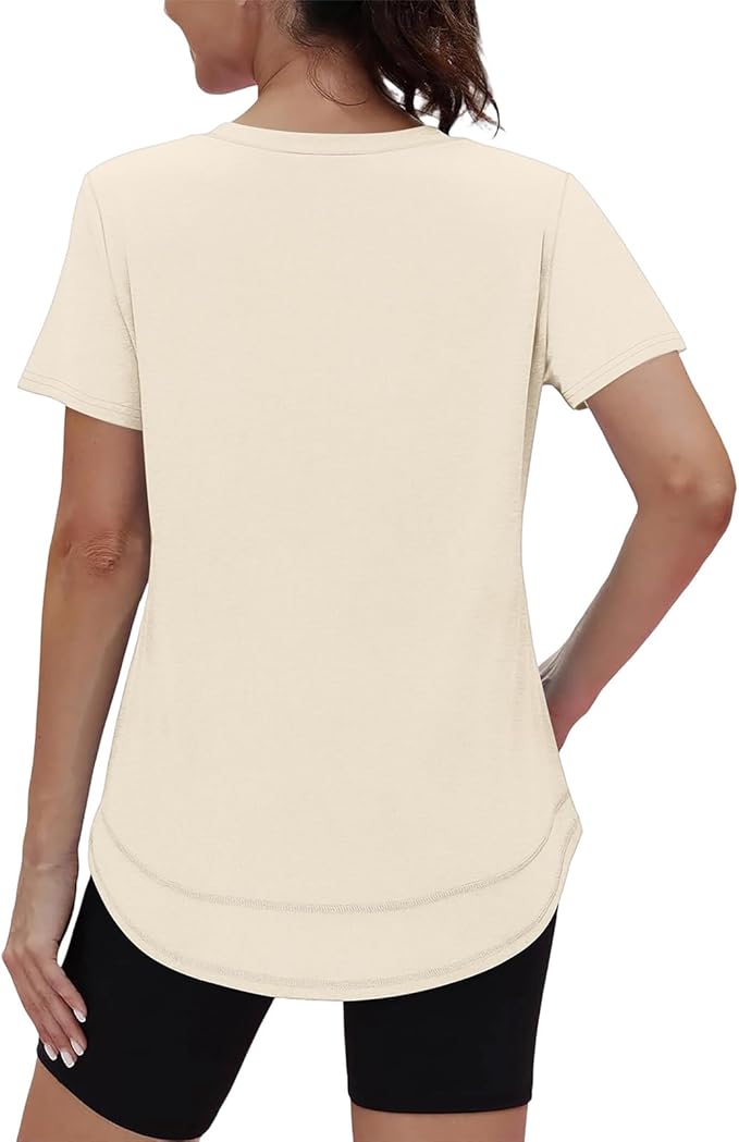 XIEERDUO Womens Workout Tops Short Sleeve Shirts Quick Dry Outfits for Hiking Running V Neck S-3XL