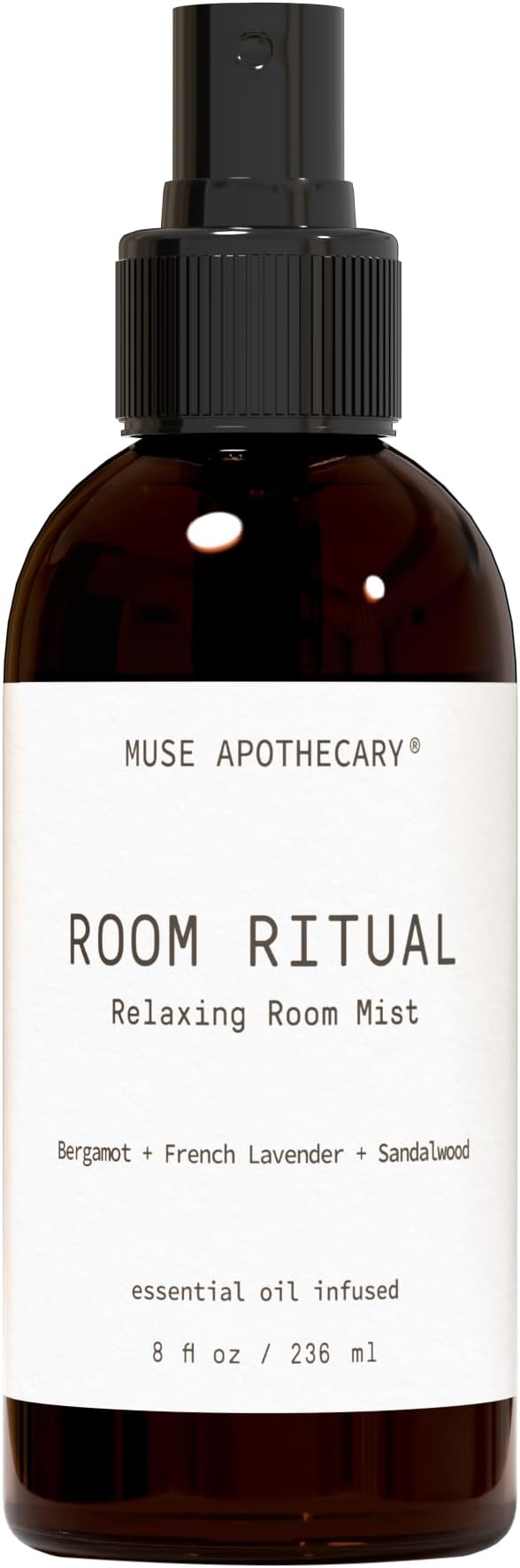 Muse Apothecary Room Ritual - Aromatic and Relaxing Room Mist, Infused with Natural Essential Oils - 8oz, Bergamot + French Lavender + Sandalwood