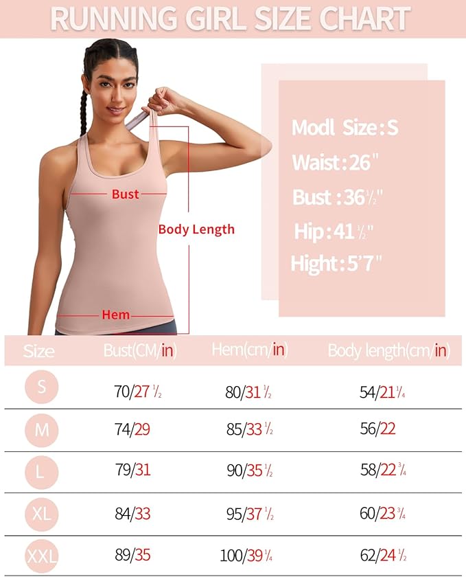 RUNNING GIRL Workout Tank Tops with Built in Bras for Women,Compression Shirt Strappy Back Athletic Yoga Tops