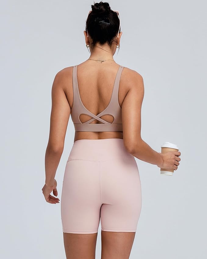 RUNNING GIRL Sports Bra for Women High Support, Molded Cup High Impact Sports Bras with Sewn in Pads Workout Running Bra