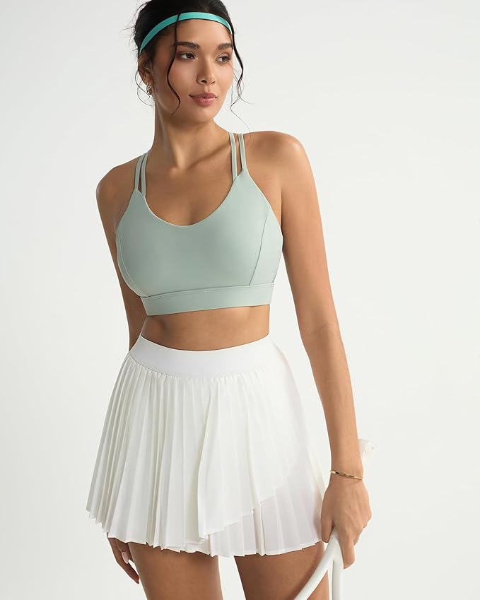 RUNNING GIRL Sports Bras for Women,Strappy Crisscross Back Padded Low Impact Running Sports Bra with Removable Cups