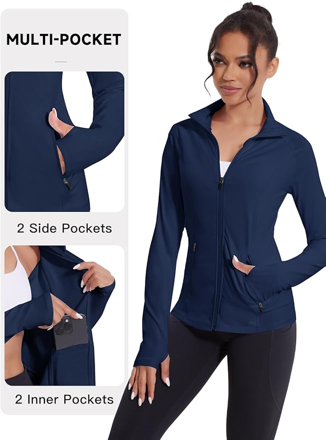 VUTRU Women's Workout Jackets Full Zip Athletic Tops Lightweight Gym Yoga Running Jacket with Pockets