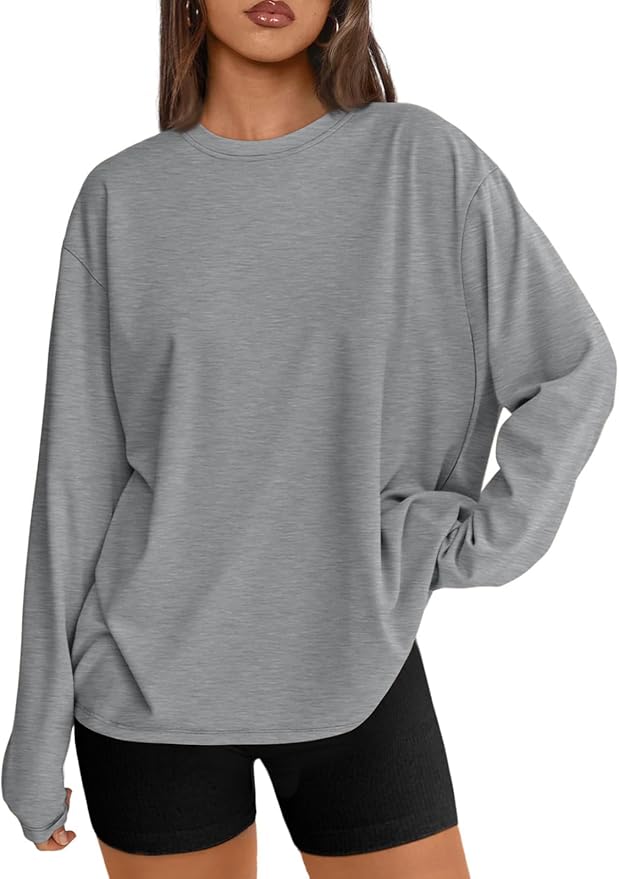 Trendy Queen Womens Spring Tops Oversized Long Sleeve T Shirts 2026 Basic Tee Fall Casual Workout Y2K Clothes