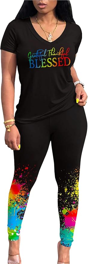 Lounge Sets for Women 2 Piece Summer Casual Jogger Workout Outfits Short Tops Long Pant Sweat suit leggings set