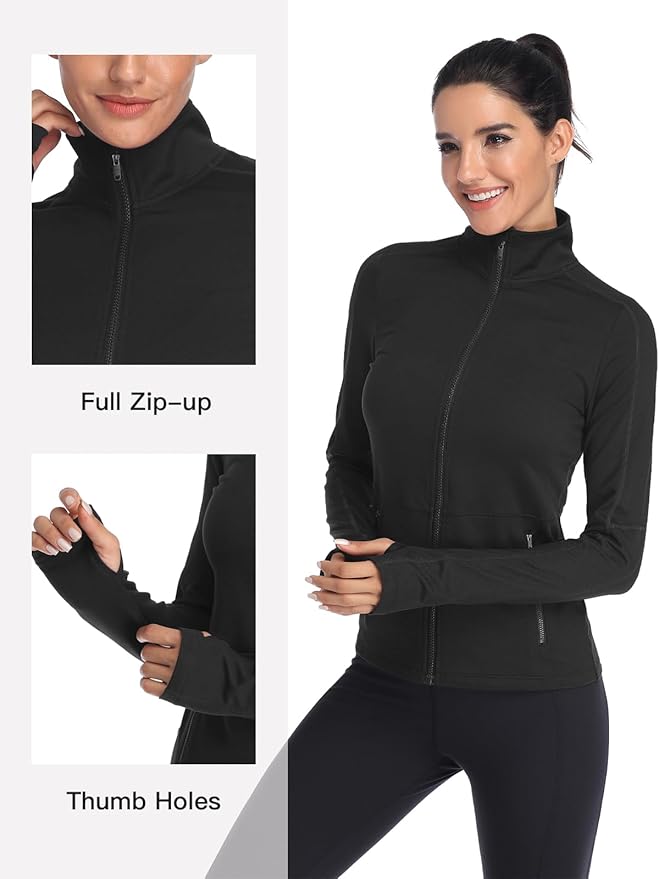 VUTRU Women's Workout Yoga Jacket Full Zip Running Track Jacket Fleece Athletic Jacket