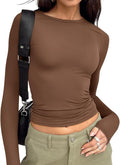 Trendy Queen Womens Long Sleeve T Shirts Fall Fashion 2026 Basic Crop Tops Going Out Outfits Y2k Clothes