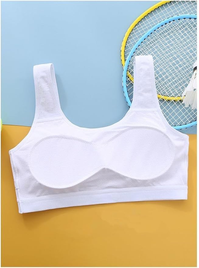 Herepai Big Girls' Sports Bra with Breathable Pads Teens Cotton Training Bras