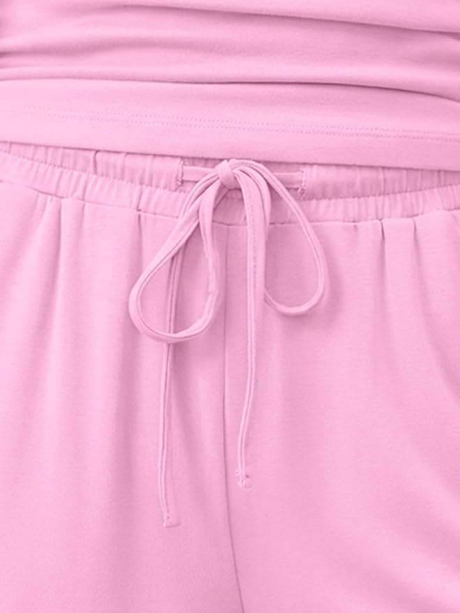 Trendy Queen Women's 2 Piece Summer Lounge Sets Butter Soft Tank Top & High Waisted Wide Leg Pants with Pockets