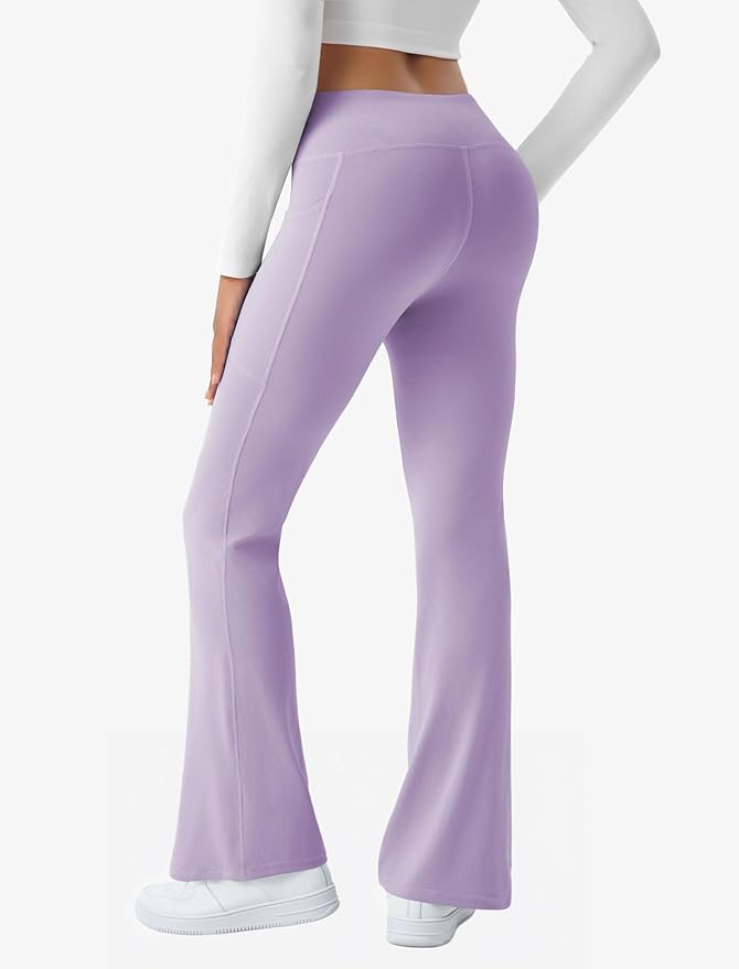 COPYLEAF Women's Flare Yoga Pants with Pockets V Crossover High Waisted Bootcut Yoga Leggings-Flare Workout Gym Leggings