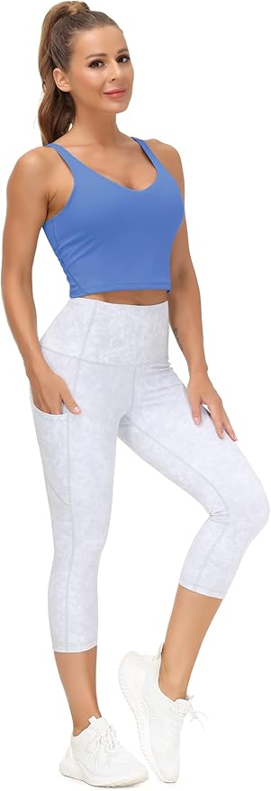 THE GYM PEOPLE Womens' Sports Bra Longline Wirefree Padded with Medium Support