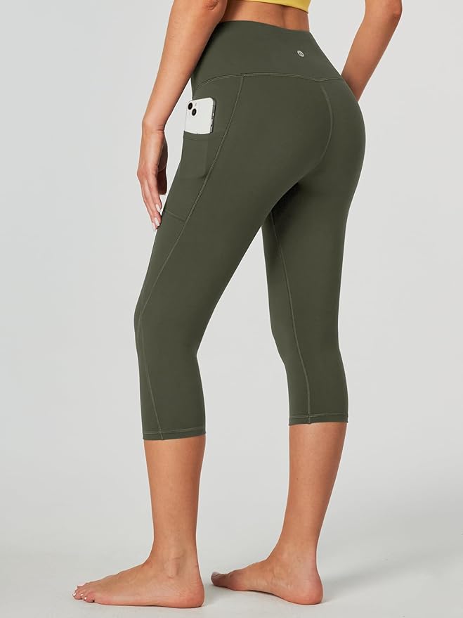 Heathyoga Capri Leggings for Women High Waisted Capri Leggings with Pockets for Women Tummy Control Yoga Pants Women