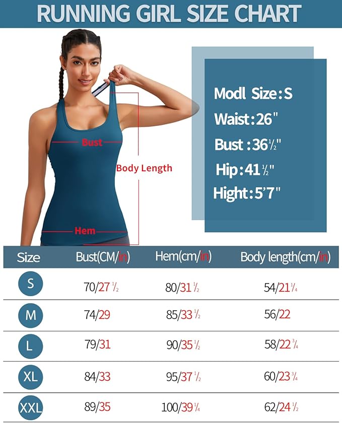 RUNNING GIRL Workout Tank Tops with Built in Bras for Women,Compression Shirt Strappy Back Athletic Yoga Tops