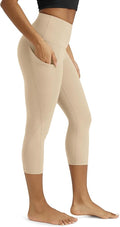 ODODOS Women's High Waisted Yoga Capris with Pockets, Tummy Control Non See Through Workout Athletic Running Capri Leggings